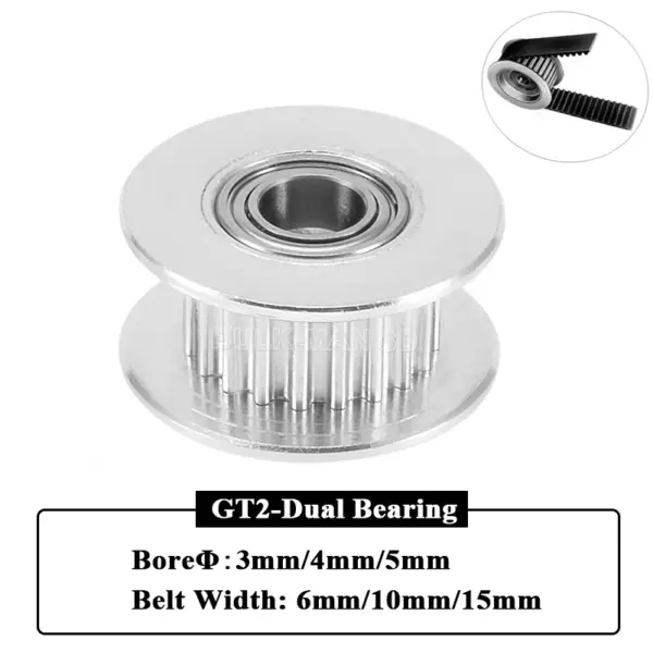 3Pcs GT2 Idler Timing Pulley 20-Teeth Bore 3mm 4mm 5mm 6mm with Bearings for 3D Printer Parts Timing Belt 6mm 10mm 15mm
