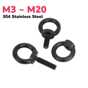 M3 ~  M20 Black 304 Stainless Steel Lifting Ring Screws Nuts Eyebolt Marine Eye Screw Ring Bolt
