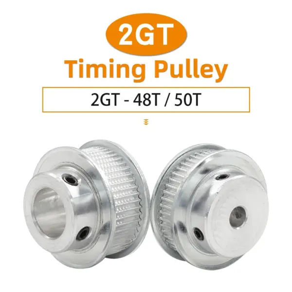 2GT 48T 50T synchronous Pulley Teeth Pitch 2 mm Bore 5-16 mm gt2 Aluminum Motor Pulley Belt Width 6/10/15mm For 3D Printers
