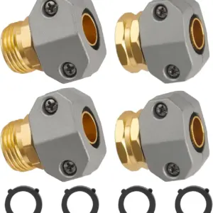 2-Pack Aluminum Garden Hose Repair Kit, Fits 3/4" & 5/8" Hoses, Leak-Proof Connectors