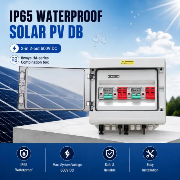 XIONGI Solar Photovoltaic PV Combiner Box With Lightning Protection 2 Input 2 Output DC 600V Fuse MCB SPD Waterproof Box IP65