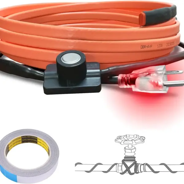 Heat Tape for Water Pipes with Thermostat 6FT, Freeze Protection Self-Regulating Heat Trace Cable for Metal, Plastic Hom