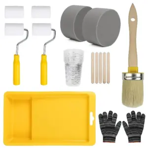 20PCS Paint Brush and Roller Set,Small Paint Roller Set Sponge Applicators, Tray Liner, Mixing Cups & Sticks, Painting Suppli