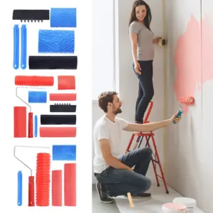 8Pcs/set Wood Graining Painting Tool Set Rubber Grain Texture Pattern Roller Wallpaper Roller Painter Wall Texture Art Painting