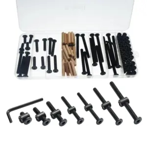 Crib Screws Hardware Replacement Kit 76pcs 304 Stainless Steel Baby Bed Frame Bolts & Barrel Nuts Set with Hex Drive Socket Cap