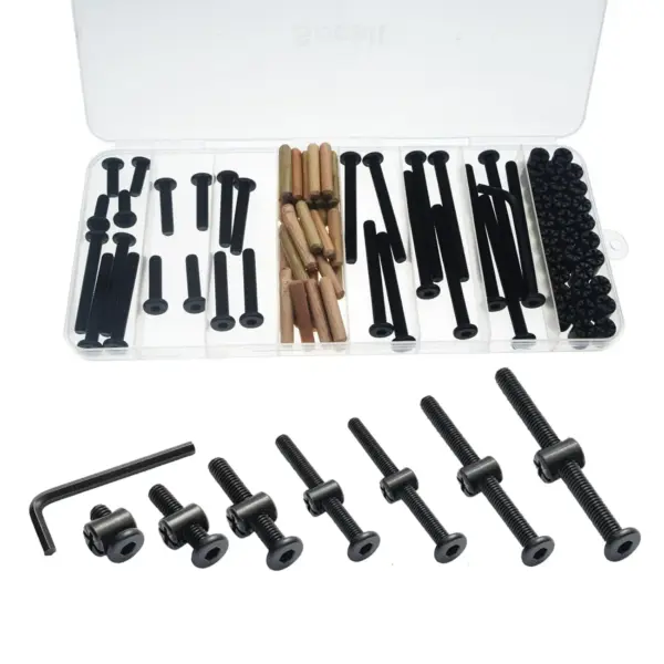 Crib Screws Hardware Replacement Kit 76pcs 304 Stainless Steel Baby Bed Frame Bolts & Barrel Nuts Set with Hex Drive Socket Cap