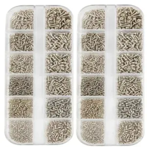 1200Pcs Micro Glasses Screws Self-Tapping Screw Set Round Head Electronic Small Wood Screws Kit Assortment M1 M1.2 M1.4 M1.7