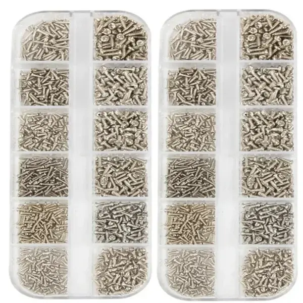 1200Pcs Micro Glasses Screws Self-Tapping Screw Set Round Head Electronic Small Wood Screws Kit Assortment M1 M1.2 M1.4 M1.7