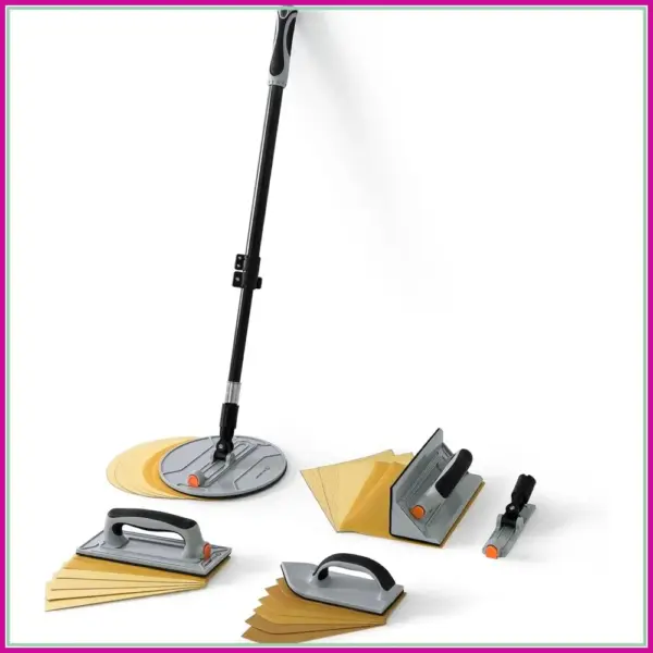 Wall Sanding Kit with Mesh Sandpaper 80/120/240 Grit, Drywall Sander with Extension Pole for Corner Cleaning