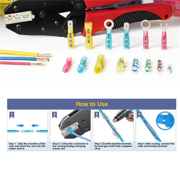 A23PBG 210PCS Heat Shrink Butt Connectors, Marine Grade Electrical Wire Connectors Kit, for Cable,Boat,Wiring