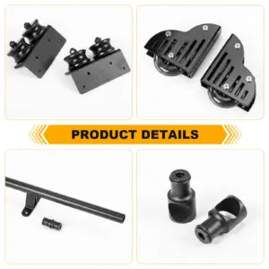 20FT Sliding Library Ladder Hardware Kit with Floor Roller Wheels Telescopic Top Hook Sliding Library Extention Track Kit