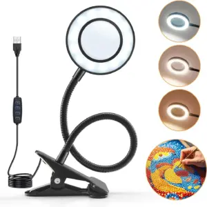 Clip-on Magnifying Lamp Ring-shaped Beauty Light Adjustable in 360 Degrees Dimming Lights LED Home Decoration USB Interface