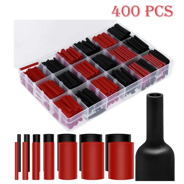 400Pcs Heat Shrink Tube Kit Waterproof Electrical Connection Electrical Wire Wrap Cable Tubing 3:1 Ratio Adhesive Wrap 7 Sizes