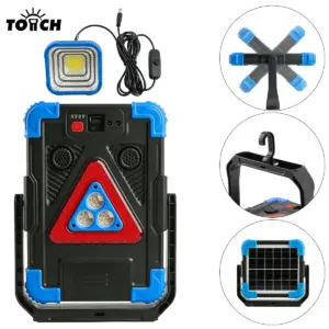 Rechargeable LED working lamp, portable construction site lighting equipment, efficient floodlight