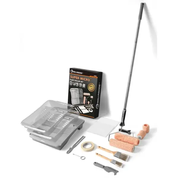 Paint Roller kit with Extension Pole-3 Inch and 9 Inch Microfiber Paint Rollers, Angular Paint Brushes, Paint Tray and Liner