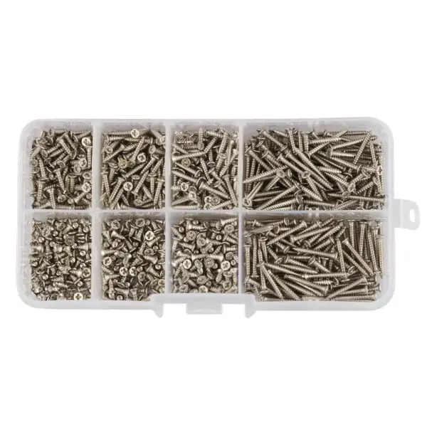 800pcs M2 Stainless Steel Self Tapping Screw Assortment Kit Phillips Cross Wood Thread Screws with Lock Nuts for DIY