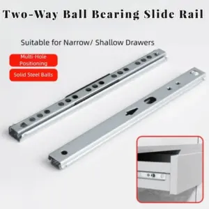 2PCS Smooth Glide Bearing Drawer Slides Two Way Slide Drawer Glides 8"-17" Full Extension Steel Ball Bearing Slide Drawer Slides