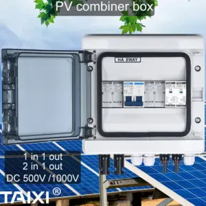 Solar photovoltaic PV Combiner Box With Lightning Protection 2 or 1 in1 out  DC 500V 1000V Fuse MCB SPD Waterproof Box IP65