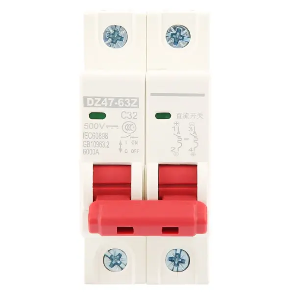 Air Switch DZ47-63Z 2P Circuit Breaker DC 500V 10A/16A/20A/32A/40A/63A Mini Circuit Breaker MCB Power Distribution