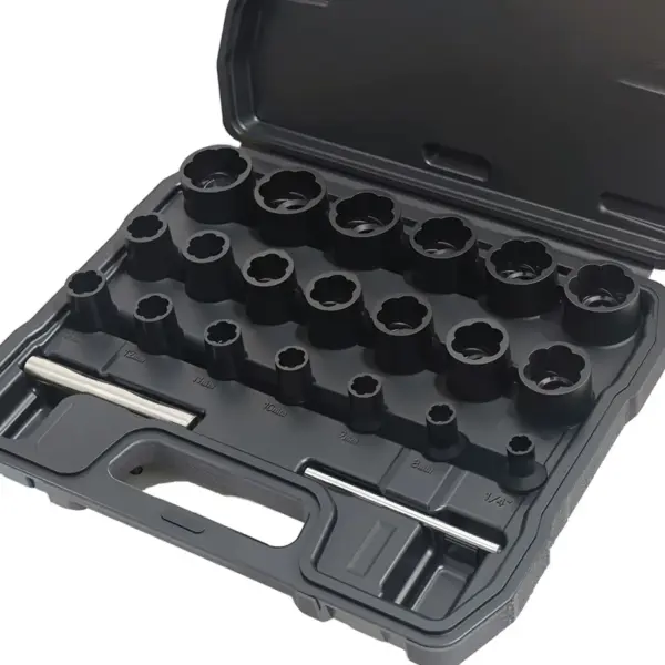 22pcs Bolt Nut Extractor Set Metric 8-27mm Impact Lug Removal Tool 1/2" & 3/8" Drive Wheel Lock Removal Kit for Extracting