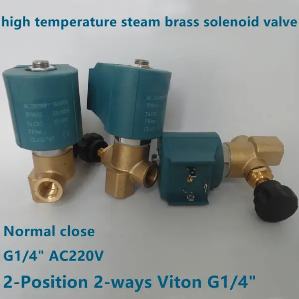 G1/4" AC220V N/C normal close high temperature steam 2-way brass solenoid valve adjustable ironing boiler solenoid valve