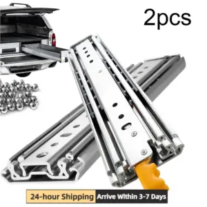 1 Pair 44 Inch Heavy Duty Drawer Slides with Lock Full Extension Ball Bearing Rails Side Mount for RV Cabinets Tool Box Storage