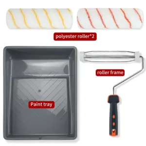 9 Inch Paint Roller Set for Wall Painting DIY Home Office Renovation Kit Includes Roller Frames Covers and Paint Tray Tools