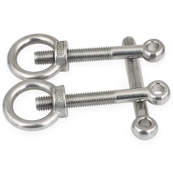 304 Stainless Steel Eyelet Bolts M5 M6 M8 M10 M12 M14 / GB798 Lifting Eye Bolts with Ring Head & Hex Nuts for Marine Rigging