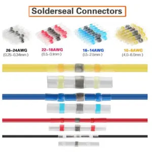 Waterproof Heat Shrink Solder Seal Butt Connectors – Tinned Copper, 100/200pcs AWG26-10 for Marine & Auto Wire Splice