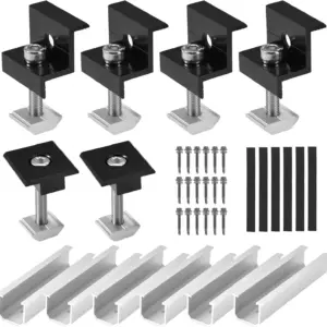 6pcs/set 12cm U-shape Solar Panel Bracket Kit  Aluminium Mounting Rail Solar Mounting Rail Connector For Flat Roof Tiled Roof