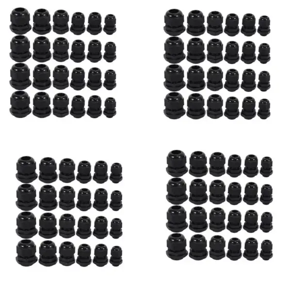 ABKS-96 Pcs Plastic Waterproof Adjustable 3.5 - 13Mm Cable Gland Joints, PG7, PG9, PG11, PG13.5, PG16, Pack Of 24