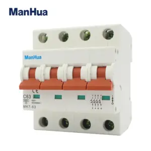 ManHua 6000A UK Market MCB 4Poles ~230/400V 6A 20A 63A  LED Color Indicator Mini Circuit Breaker