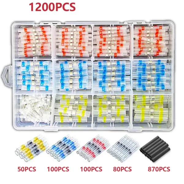 600/800/1200Pcs  Solder Seal Sleeve Heat Shrink Butt Wire Connectors Terminals Electrical Wire Terminals Insulated Butt Splices