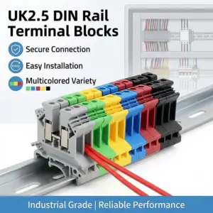 50Pcs UK2.5B Terminal Block – Screw Type Wire Connector for 2.5mm² Cable, DIN Rail Mount Electrical Junction Strip (UK 2.5)