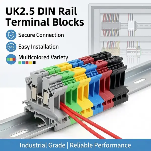 50Pcs UK2.5B Terminal Block – Screw Type Wire Connector for 2.5mm² Cable, DIN Rail Mount Electrical Junction Strip (UK 2.5)