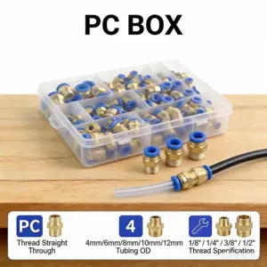 PC Series Pneumatic Quick Connect Fitting Push-In Air Joint for 4/6/8/10/12mm Tube 1/8" 1/4" 1/2" BSP Thread, Release Coupling