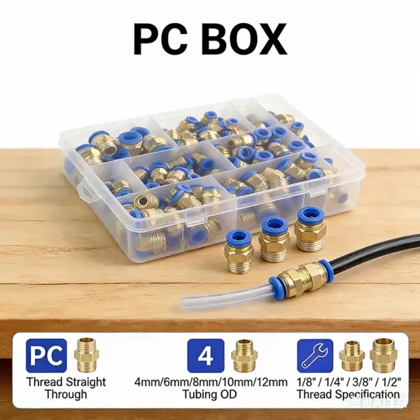 PC Series Pneumatic Quick Connect Fitting Push-In Air Joint for 4/6/8/10/12mm Tube 1/8" 1/4" 1/2" BSP Thread, Release Coupling