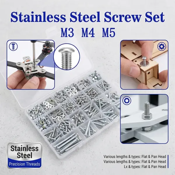 1/5 BOXES M3 M4 M5 Combination Set -Half Round Head Cross Screw Nut Nut Nut Bolt Shim Assortment Kit