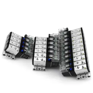 110/220V AC 12/24V DC 2/3/4/5 Way 4V410-15 Multi Option Pneumatic Solenoid Valve Block With Muffler Fitting Base Manifold ﻿