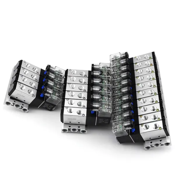 110/220V AC 12/24V DC 2/3/4/5 Way 4V410-15 Multi Option Pneumatic Solenoid Valve Block With Muffler Fitting Base Manifold ﻿