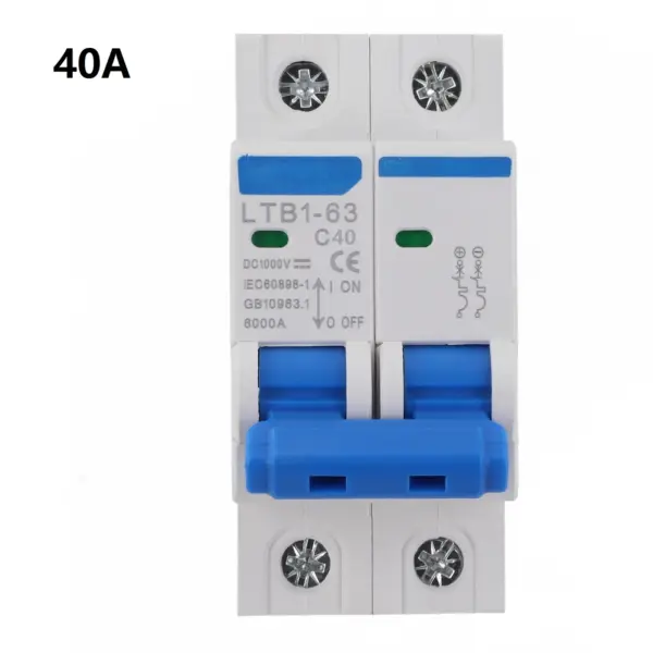 1pc DC 1000V 40A DC Miniature Circuit Breaker 2P Solar PV Disconnect Switch DIN Rail Isolator For Bipolar Solar PV Systems