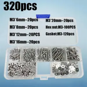 304 Stainless Steel Hexagon Cross-Shaped Screw Bolt Nut Set with round Caps 320pcs/640pcs Assortment Kit for Fasteners And Bolts