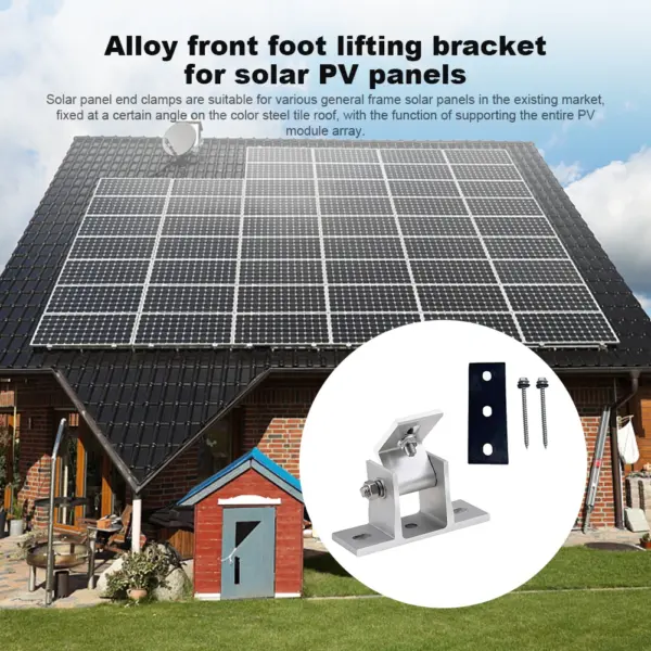 2 Pcs Aluminum Solar Panel Brackets Drill-Free Mount 15-30 Degree Angle Lightweight Mount Bracket Rust Prevention with Tilt Legs
