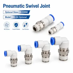 NRL/NRC Pneumatic Swivel Joint 360 Degree Rotating Air Fitting Quick Connector Straight/Elbow Male Thread Push to Connect 4-12MM