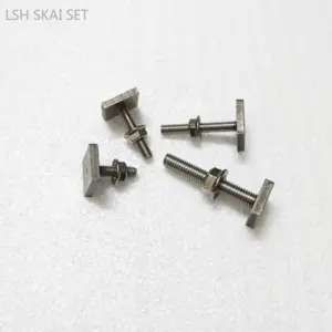 6Pcs 304 Stainless Steel Bolt and Nut Set T-shaped Track Bolt Square Base Welded Screw Flange Nut Set Hardware Fasteners