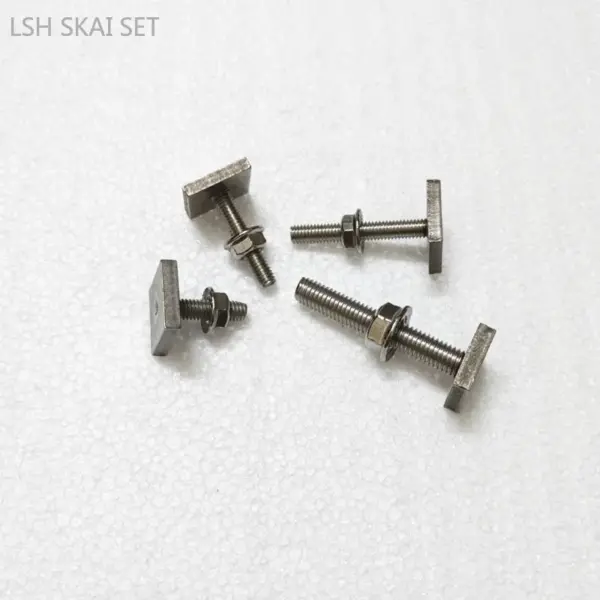 6Pcs 304 Stainless Steel Bolt and Nut Set T-shaped Track Bolt Square Base Welded Screw Flange Nut Set Hardware Fasteners