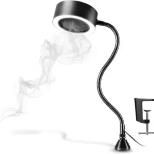 Portable Fume Extractor Fan with LED Lights, Memory Gooseneck & Clamp, Solder Smoke Absorber for Soldering DIY