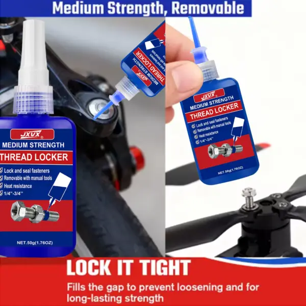 Anti-Rust Threadlocker for Metal, Fast Curing Thread Locking Agent, Anaerobic Adhesive, Corrosion Resistant Anti-Loosening Glue, Blue Loctite Threadlocker, 50ml
