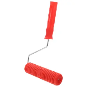7 Inch Diatomite Mud Roller with Straight Grain Pattern Rubber Sleeve for Textured Wall Coating Decoration Painting Tool