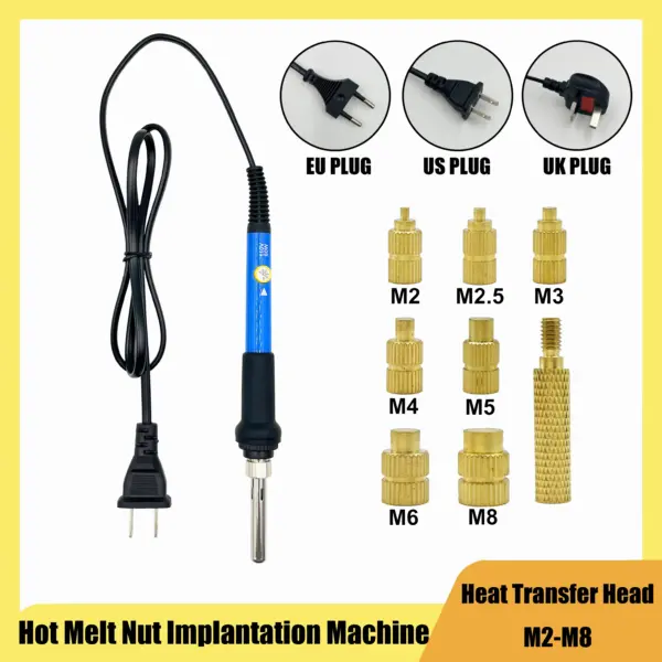 Heat Set Insert Soldering Iron Tip M2 M3 M4 M5 M6 Brass Hot Melt Inset Nut Embedded Thread Insertion Kit For Plastic 3d Printing